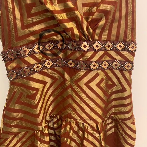 Diane von Furstenberg Brown Beaded Print Night Out Dress - Picture 8 of 11